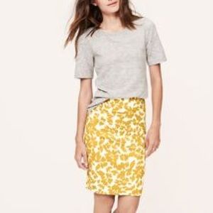 LOFT Mustard / White Floral Skirt